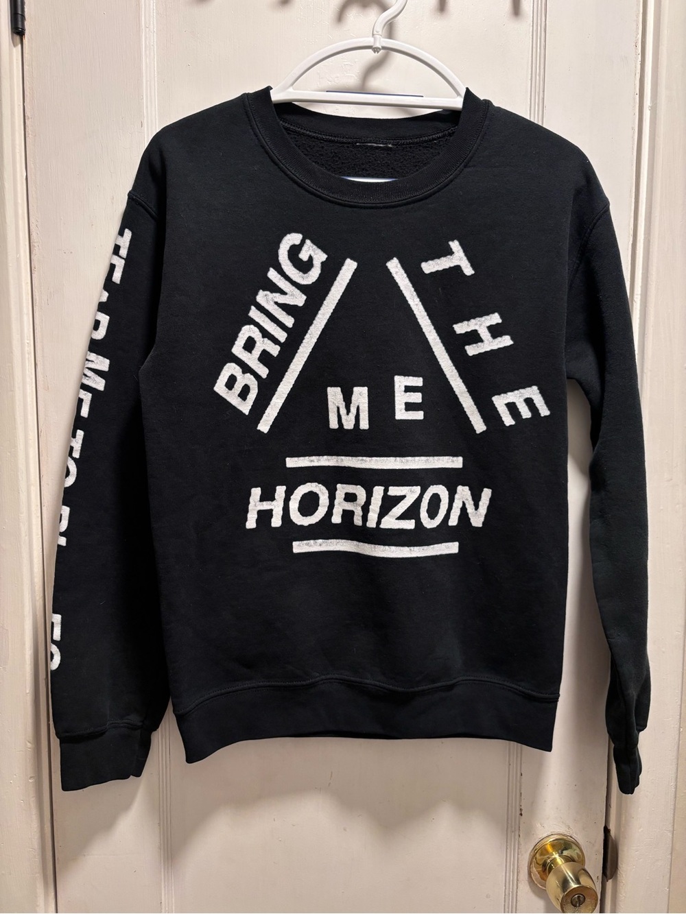 Hot Topic Black Crewneck Sweatshirt with White Band Logo